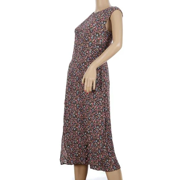 LOFT Vine Floral Paisley Cap Sleeve Midi Dress Size 4 - Picture 5 of 7